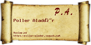 Poller Aladár névjegykártya